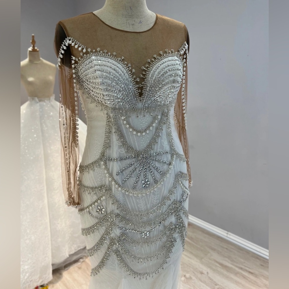 Long Sleeve Luxury Wedding Reception Gown - Picture 8 of 9